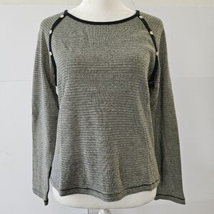 Liz Claiborne Size S Lizwear Jeans Petite Cotton Long-Sleeved Striped Blouse Shi